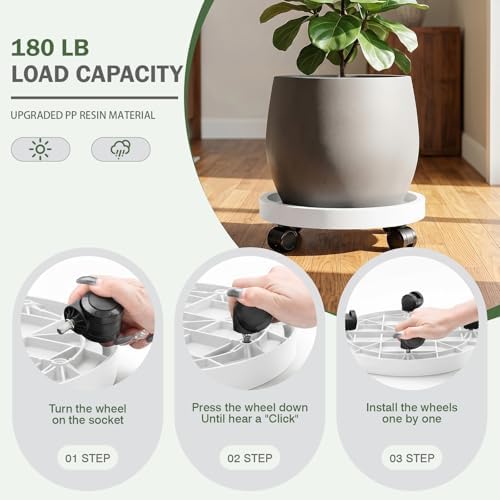 2 Pack Plant Caddy with Wheels,12.6 inch Rolling Plant Stands