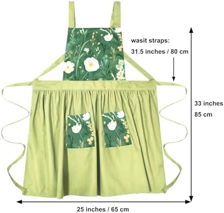 Aprons for Women with Pockets, Vintage Pinafore Apron for Kitchen Gardening