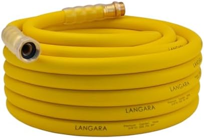 Heavy Duty Premium Garden Hose 50ft x 5/8", 300PSI Working, 1000PSI Burst, Hybrid Rubber Water Hose with Transparent Swivel Handle - Hot/Cold Water - Five Layered Braiding with Brass fittings (Yellow)
