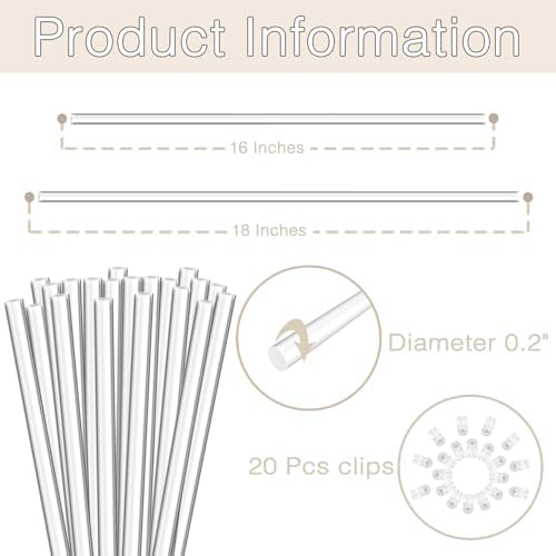 16IN Plant Stakes, Plant Sticks 20PCS Acrylic Clear Plant Support Stakes