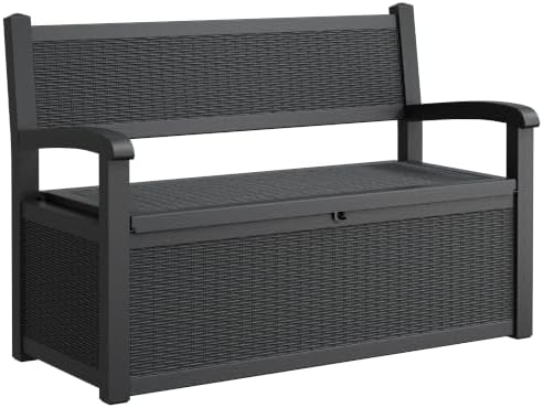 GULAIMOAO120 Gallon Outdoor Storage Bench, Storage Box, Deck Box,Dark Black
