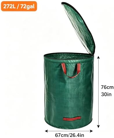 Leaf collection bag - 72 gallons, gardening gloves, eco-friendly reusable covered leaf storage bag, for cleaning outdoor debris, leaves, mowing the lawn and outdoor item recycling bags,2PCS