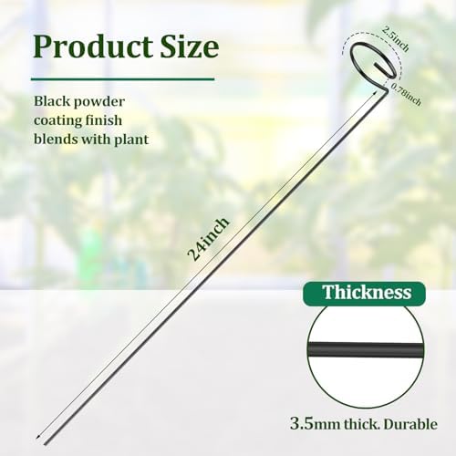 24 Inch 20 Packs Plant Stakes,Plant Supports for Outdoor Plants,Garden Single Stemmed Plant Support Stakes for Gardening,Flowers,Orchid,Peony Lily Rose