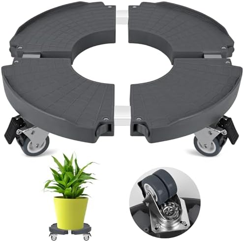 Plant Caddy Stand with 360° Wheels Adjustable 15-22 Inch Rolling Plant Stand Heavy Duty Large Plant Cart Dolly with Casters 440lbs Capacity for Large Planter, Garden Pot, Flower Pot, Gray, 1P