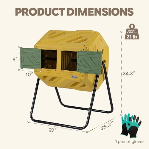 43 Gal Outdoor Compost Bin for Garden & Kitchen Waste, Yellow