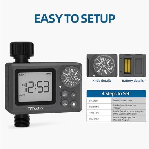 Sprinkler Timer Outdoor, Digital Programmable for Garden Hose, Irrigrtion Timer with Rain Delay and Manual Mode (Water Volume Control, 2 Packs)