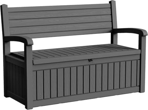 80 Gallon Outdoor Storage Bench Deck Box, Classic Black