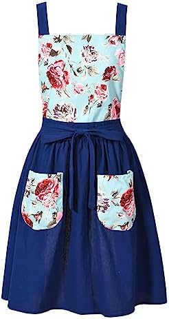 Pinknoke Vintage Pinafore Aprons for Women with Pockets for Kitchen