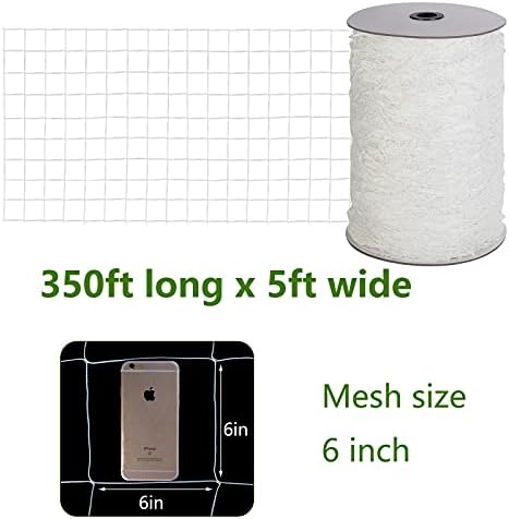 Soft Mesh Nylon Trellis Netting Roll - 5 x 350 ft Heavy Duty Garden Netting for Climbing Plants,Garden Melons Vegetables, Grape Racks, Hydroponic, 5x350ftnet