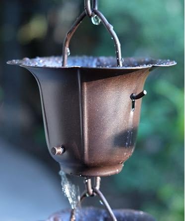 Nutshell Stores Flower Cups Rain Chain - Bronze - 14 Feet