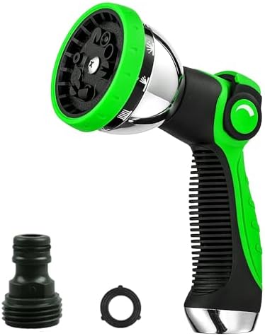 Garden Hose Nozzle Spray Nozzle,10 Hose Metal Duty Watering Patterns Thumb Control On Off Valve, High Pressure Nozzle Sprayer for Watering Plants, Car Wash,Cleaning,Showering Pets
