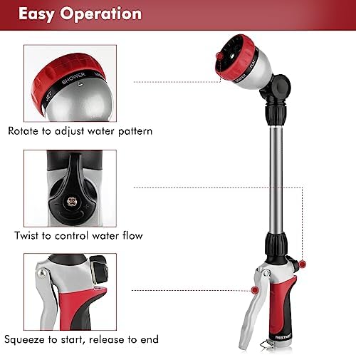 RESTMO Heavy Duty Metal Hose Wand, Watering Wand for Garden Hose