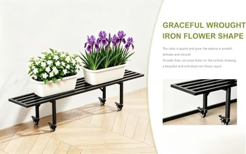 Zhongma One Tier Metal Plant Stand with Wheels L45.67 easy assembly
