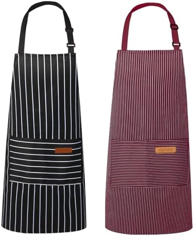 VALOME 2 Pack Kitchen Aprons with Pockets, Cooking Chef Apron for Men Women
