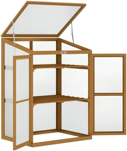 Outsunny Wooden Cold Frame Greenhouse 30" L x 24" W x 44" H Brown