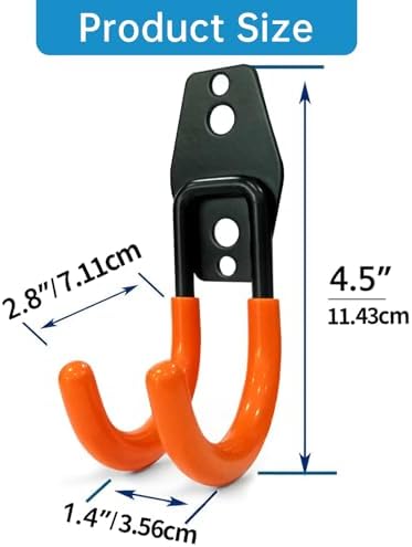 GeeWatom 2 Pack Garage Storage Utility Hooks，Garage Garden Tool Organizer，Steel Wall Mount Hooks, Garden Small U Hooks (Type O-Orange)