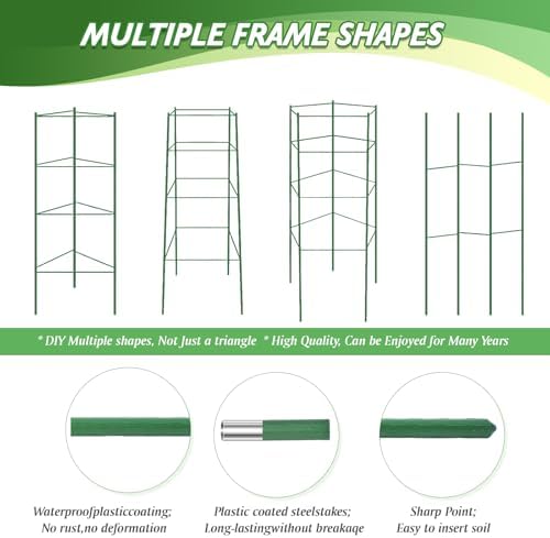 6 Pack Tomato Cage for Garden & Pots, Rust-Resistant Metal Plant Support