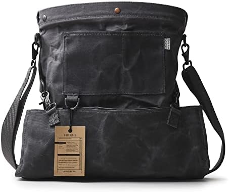 Barebones Harvesting and Gathering Bag - Foraging, Harvest and Fruit Picking Bag with Convertible Straps - Water-Resistant Waxed Canvas Gardening Tool(Slate Gray)