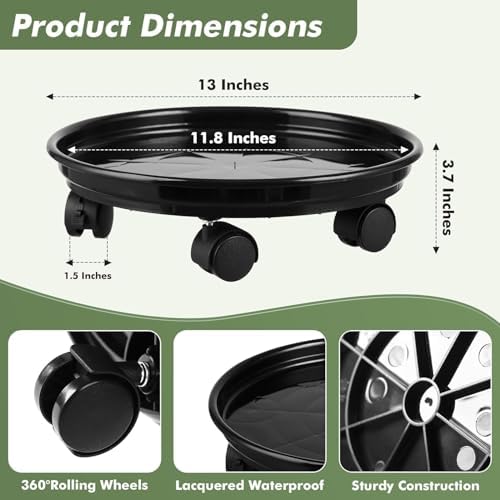 7 Packs Plant Caddy with Wheels 11.8" Plastic Rolling Plant Stands Heavy-duty Plant Dolly with Casters Indoor Outdoor Wheeled Plant Roller Base Large SaucerTray Mover