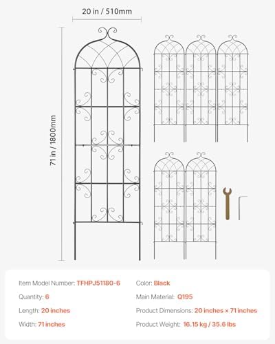 VEVOR Garden Trellis for Climbing Plants, Rose Trellis Cucumbers Support