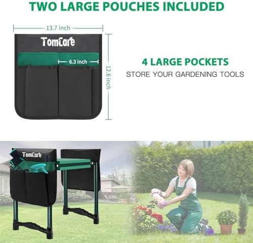 TomCare Garden Kneeler and Seat, 11.12" Kneeling Pad Sturdy Garden Bench