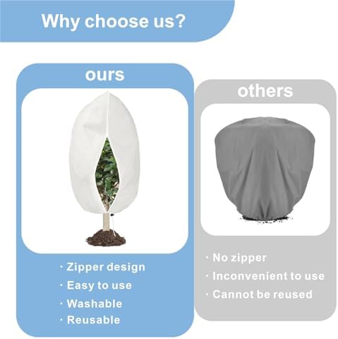 6 PCS Plant Covers Freeze Protection with Zipper Drawstring, 47.2"x31.5"