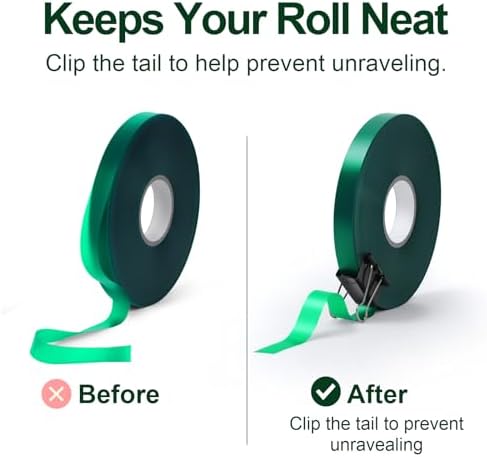 Plant Tie Tape – 2 Rolls (394 ft Total), 0.5" Wide, Non-Adhesive Stretch PVC Garden Ties for Tomato, Vine, Rose & Tree Support, Reusable & Weather-Resistant, Includes Mesh Bag & Binder Clip