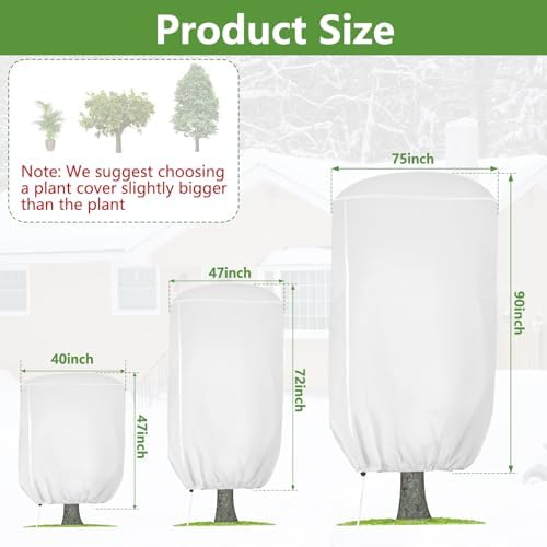 2 Pack Rounded Top Plant Covers Freeze Protection, 47"X72" Winter, White