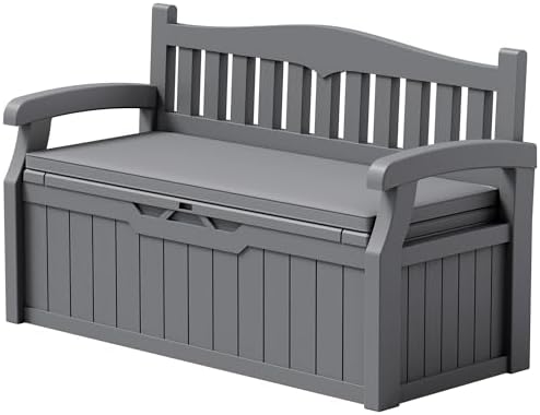 Devoko 80 Gallon Storage Bench with Cushion, Deck Box Waterproof&Lockable