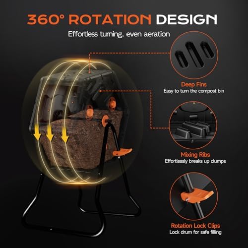Compost Tumbler 22.5 Gallon/85L, Easy Assemble Compost Bin Outdoor