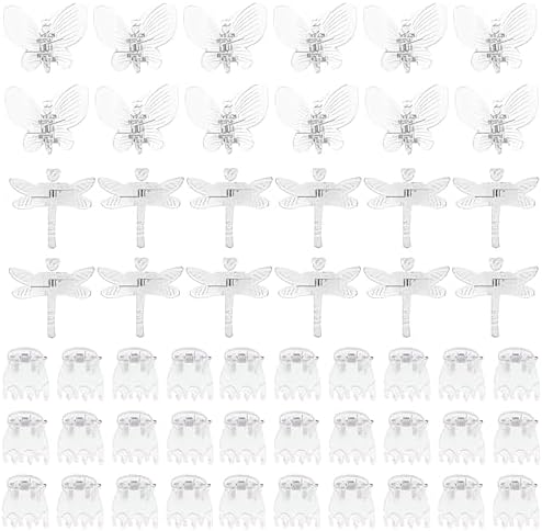 80 Pcs Orchid Clips Butterfly Dragonfly Shaped Plant Clips Flower Plant Support Clip for Garden Vine Stem Plants Climbing Clasp Plant Orchid Clip, Transparent, 3 Styles