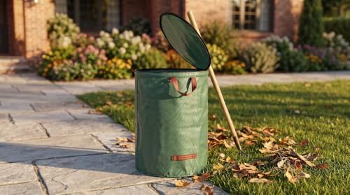 Leaf collection bag - 72 gallons, gardening gloves, eco-friendly reusable covered leaf storage bag, for cleaning outdoor debris, leaves, mowing the lawn and outdoor item recycling bags,2PCS