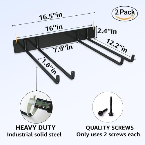 Folding Chair Storage Rack, Garden Tool & Foldable Chairs Organizer Hangers for Garage Organization, Lawn, Beach, Camping, Yard Chairs Hooks Wall Mount, Soild Metal Max Load 240 LBS - 2 Pack