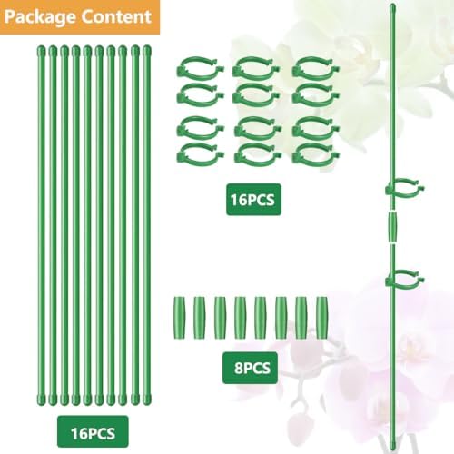 Belit 8 Pack Small Plant Support Plant Stakes, Adjustable Garden Single Stem Support Stake, Planter Support Ring for Orchid, Rose, Peony, Peppers and More, DIY 31.5 inch