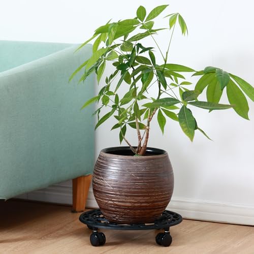 2 Packs Rolling Plant Stand with Wheels 13 In Metal Plant Caddy with Wheels