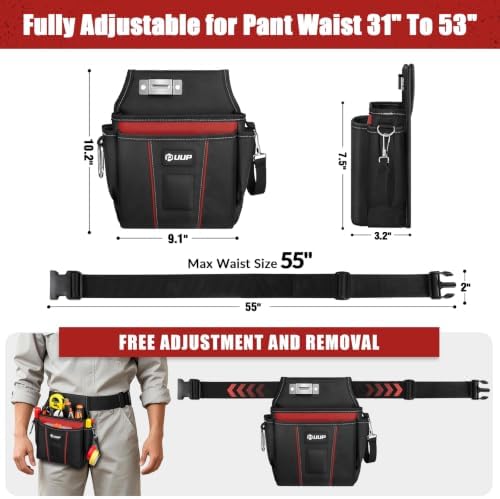 Tool Belt for Men, 10 Pockets Magnetic Tool Pouch Heavy Duty Toolbelt