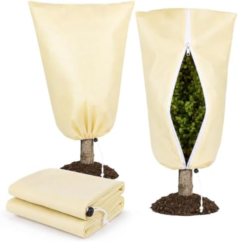 Sukh Plant Covers Freeze Protection - 2 Pack Plant Covers for Winter, Beige