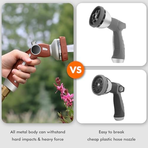 RESTMO Hose Nozzle Heavy Duty, Metal Water Hose Sprayer for Garden