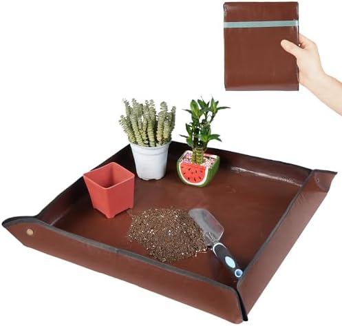 27"x 27" Repotting Mat for Indoor Plant Transplanting and Mess Control Foldable Waterproof Potting Tray-Easy to Clean Gardening Gifts for Plant Lovers