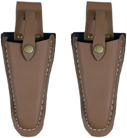 Pruner Holster,Garden Leather Hanging Pouch with Safety Lock for Hanging Pruning Shears for Garden Pruning Pliers Shears Scissors (Brown-2)