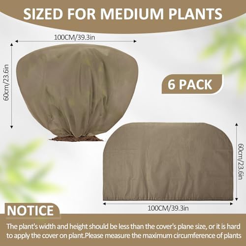 Winter Plant Covers Frost Protection Bags, Brown, 12 Pcs