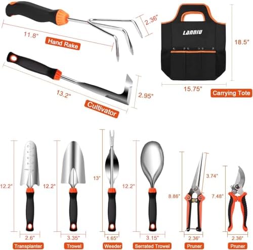 9 Piece Garden Tool Set, Heavy Duty Gardening Hand Tools Kit