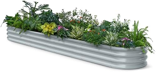 Galvanized Raised Garden Bed 10x2x1 ft, 12" Tall Metal Planter Box