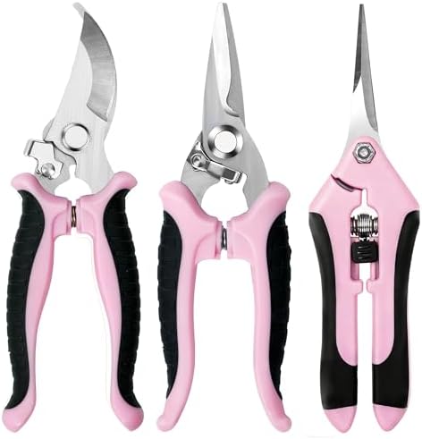 3 Pack Garden Pruning Shears Scissors Clippers Stainless Steel(Pink)