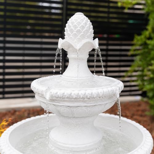 XBrand 39" 2-Tier Outdoor Freestanding Solar Water Fountain - Classic Design, Black Resin Bird Bath with Pump - Ideal for Yard, Lawn and Garden, Porch Décor
