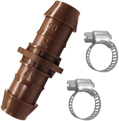 LECTO Universal 5/8", 1/2", .700" Drip Line Repair & Extension Kit – Plastic Coupler with 2 Stainless Steel Hose Clamps