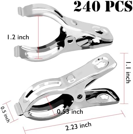 BESTEEL Upgraded 240 PCS Garden Clips, Greenhouse Clamps 100% Stainless Steel Heavy Duty Greenhuose Clips for Netting - Strong Grip to Hold Down Shade Cloth or Plant Cover on Garden Greenhouse Hoops
