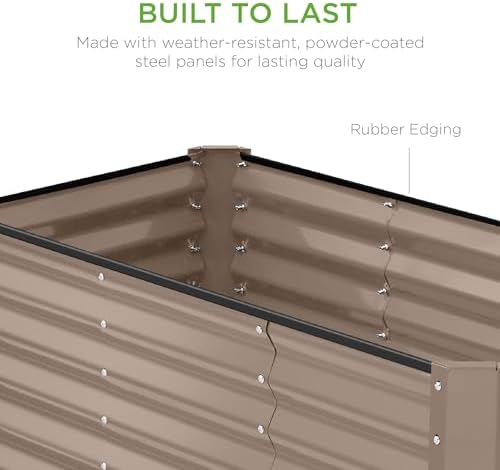 Best Choice Products 4x2x2FT Steel Raised Garden Bed for Outdoor Use, Deep Planter Box for Growing Vegetables, Flowers, Herbs & Plants in Backyard, Patio or Garden - Taupe