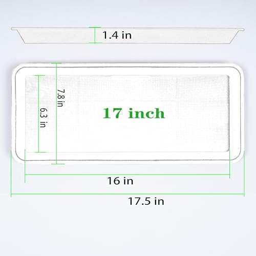 VUWEZ 2 Pack of Plastic Plant Tray Saucer Rectangular 17 18 inch, Pot Trays Saucers for Indoors Outdoor, Plant Water Drip Tray for Flower, Windowsill Planter Trays (7.8 X 17.5'', Cream White)