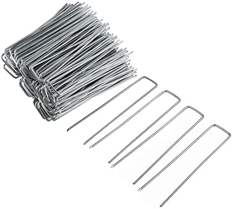 Galvanized Landscape Staples 10 Inch 50 Pack 11 Gauge Anti-Rust Garden Stakes Landscaping Fabric SOD Pins Yard Stakes for Weed Barrier Fabric (JC-DD-10IN-50)